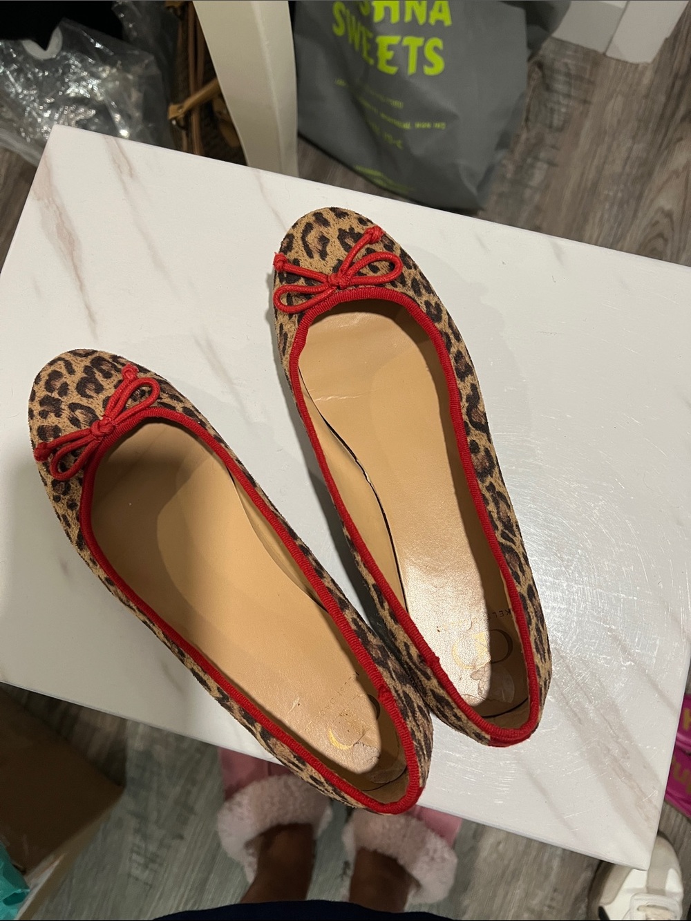 Kelsi Dagger Leopard Ballet Flats with Red Trim